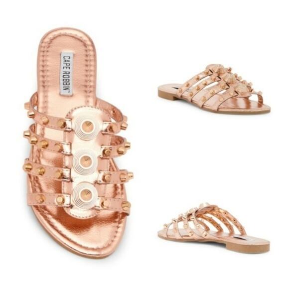 Cape Robbin Rose Gold Studded Slide Sandals Sz 7 - Picture 2 of 2
